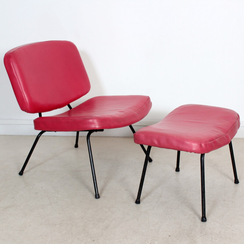 Low chair CM 190 with footstool by Pierre Paulin - 1950s