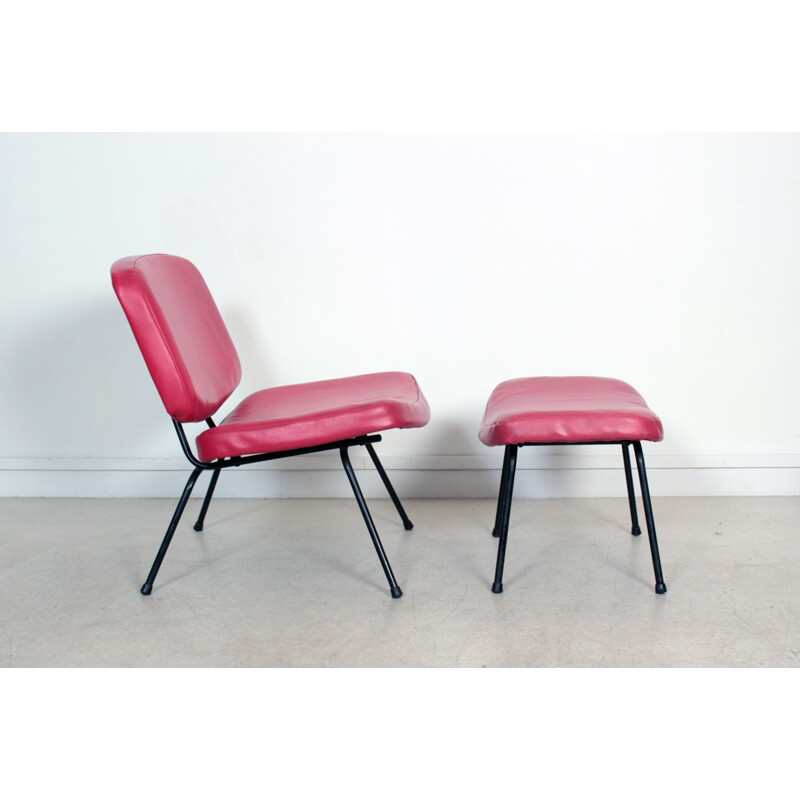 Low chair CM 190 with footstool by Pierre Paulin - 1950s