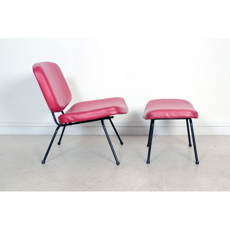 Low chair CM 190 with footstool by Pierre Paulin - 1950s