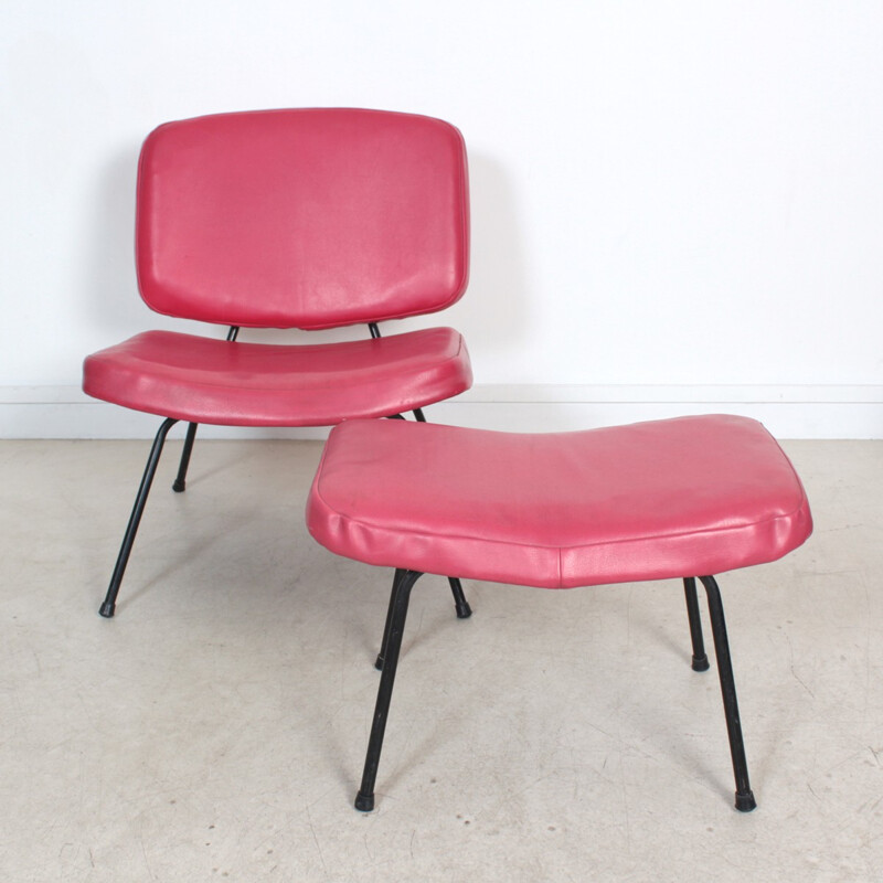 Low chair CM 190 with footstool by Pierre Paulin - 1950s