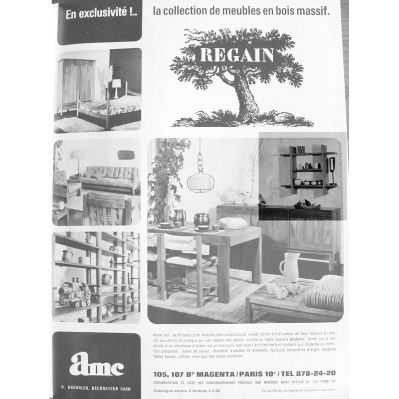 Mid-century Fruitwood Shelf by Regain - 1950s