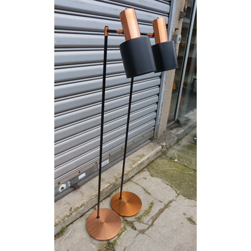 Pair of "Alpha" floor lamps in copper, Jo HAMMERBORG - 1960s