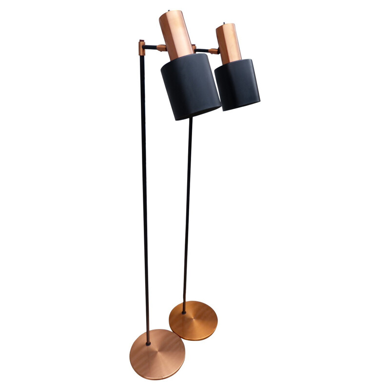 Pair of "Alpha" floor lamps in copper, Jo HAMMERBORG - 1960s