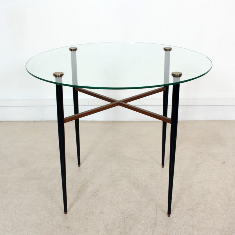 Mid-century Coffee table with glass top - 1950s