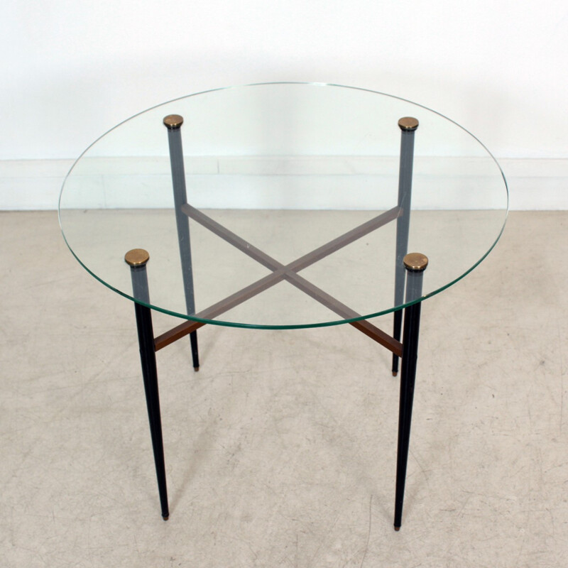 Mid-century Coffee table with glass top - 1950s