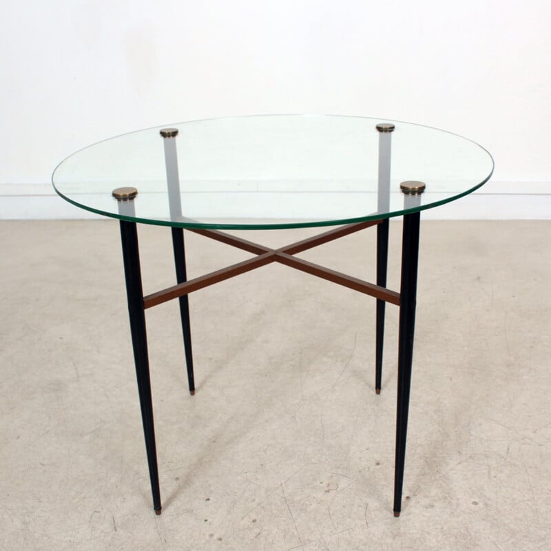 Mid-century Coffee table with glass top - 1950s