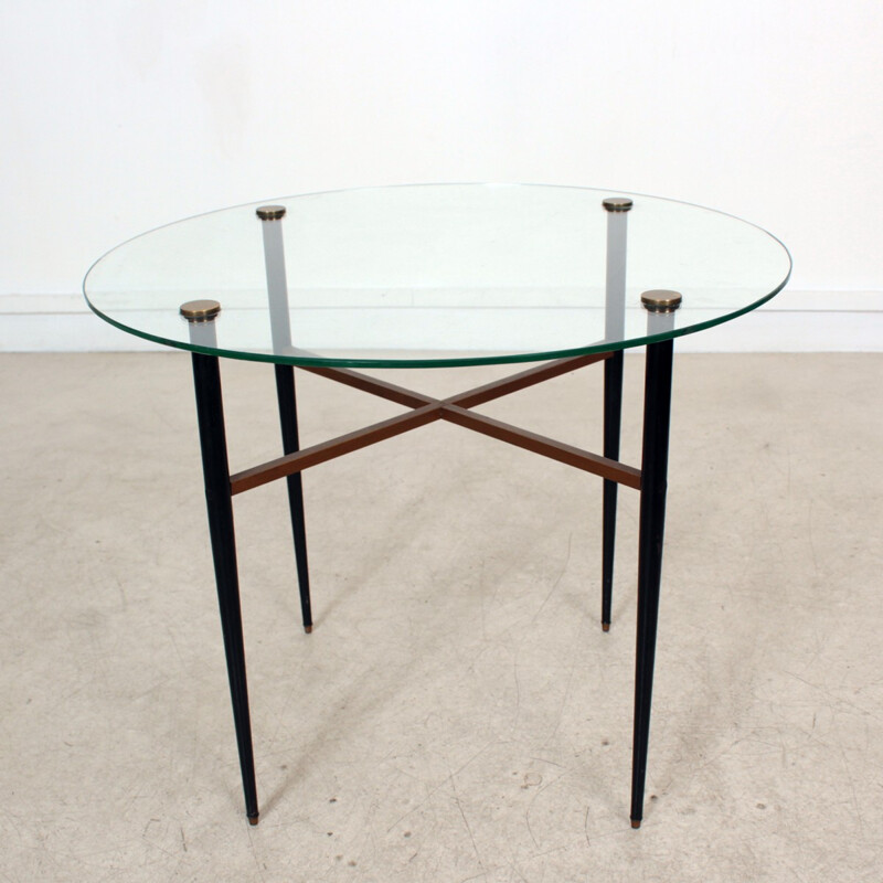 Mid-century Coffee table with glass top - 1950s