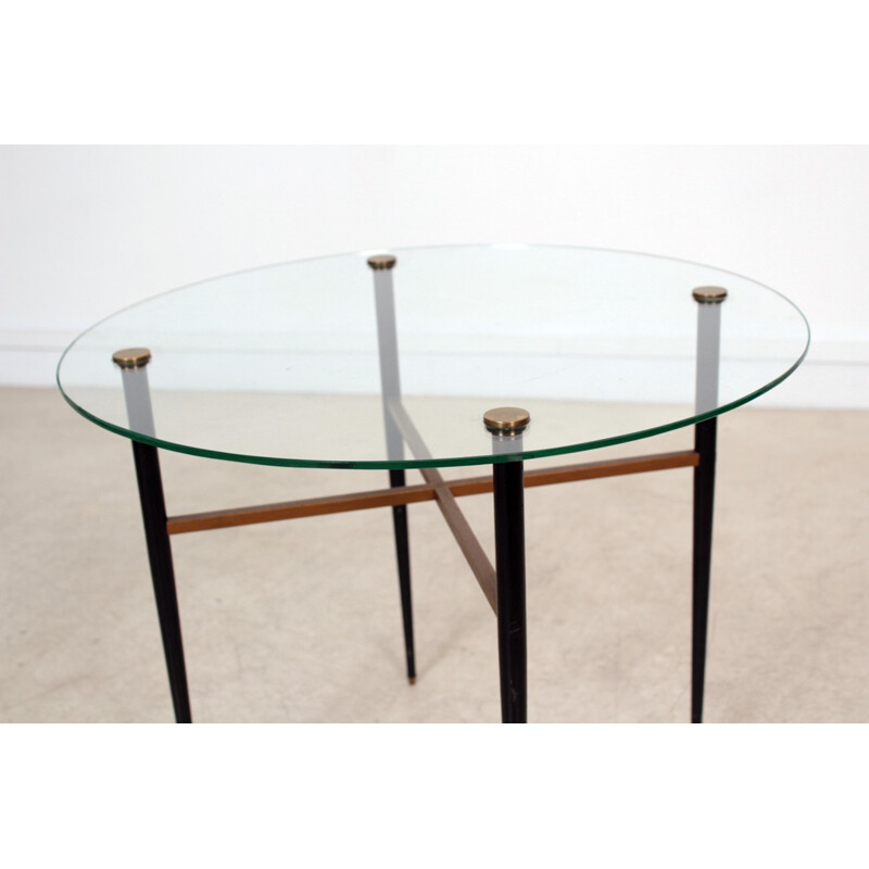 Mid-century Coffee table with glass top - 1950s