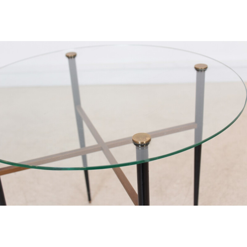 Mid-century Coffee table with glass top - 1950s