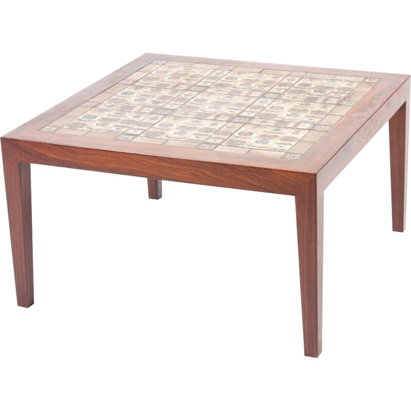Mid-century Rosewood Table with Royal Copenhagen Tiles by Severin Hansen for Haslev Møbelsnedkeri - 1970s