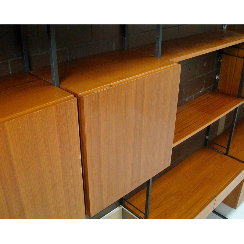 Mid-century modular teak and metal shelf - 1950s