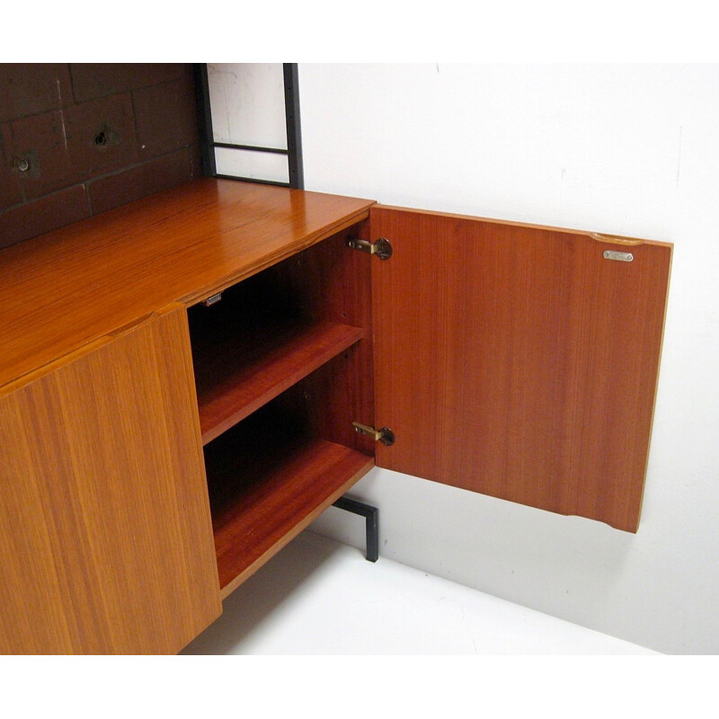 Mid-century modular teak and metal shelf - 1950s