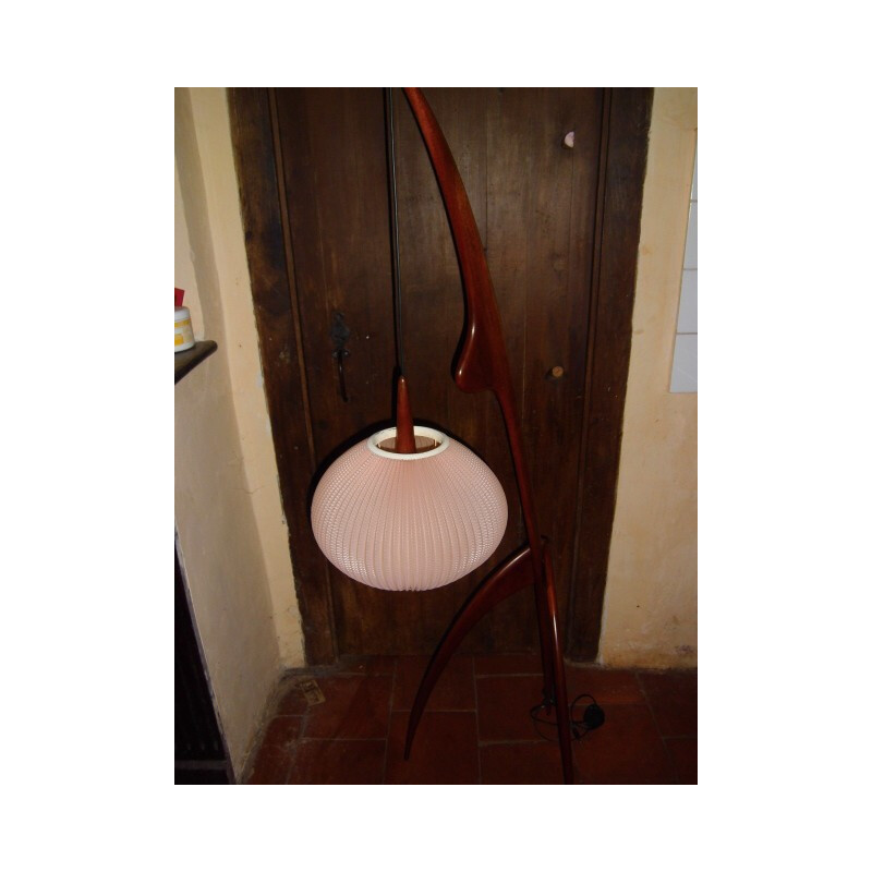 Lampadaire "Mante religieuse" vintage par Maison Rispal - 1950