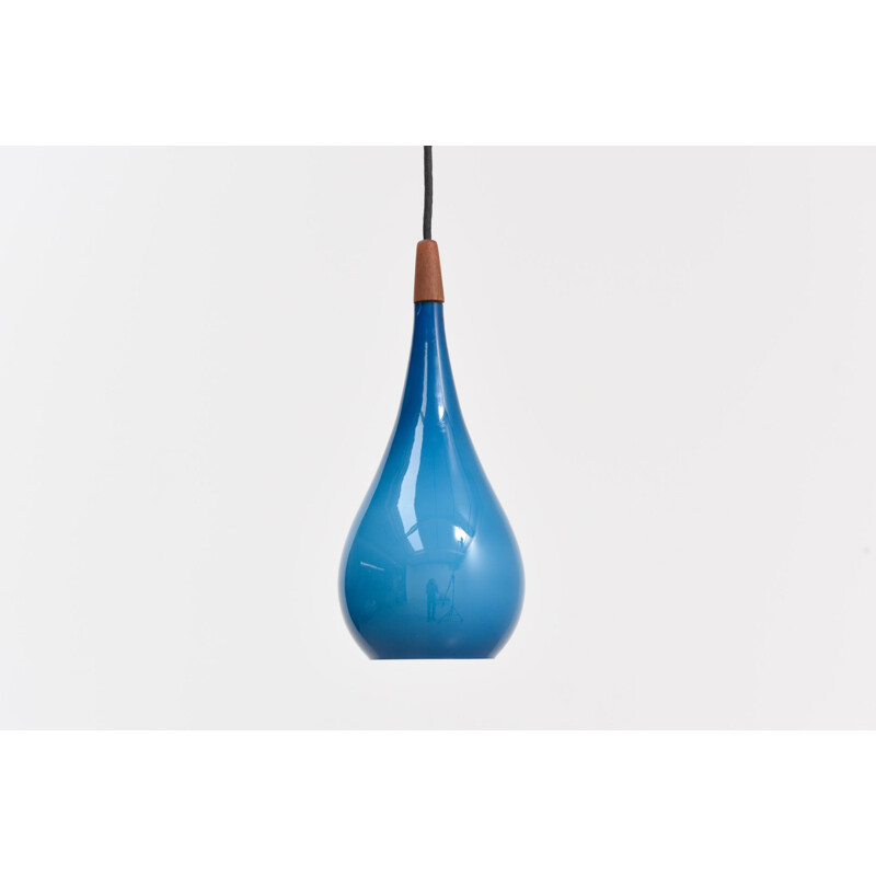 Vintage blue drop shaped pendant by Holmegaard - 1950s