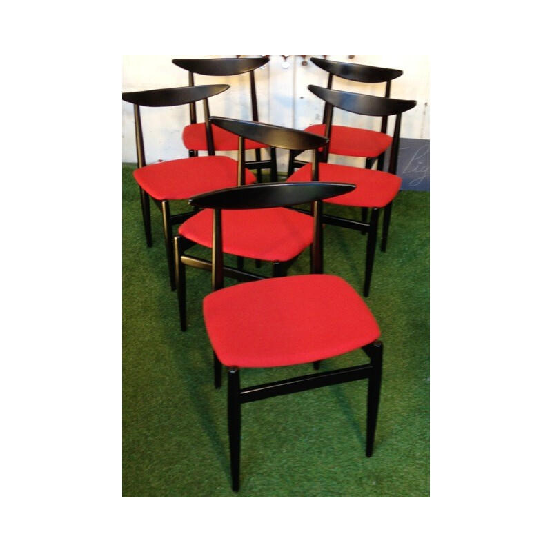 Suite de 6 chaises vintage Scandinaves - années 60