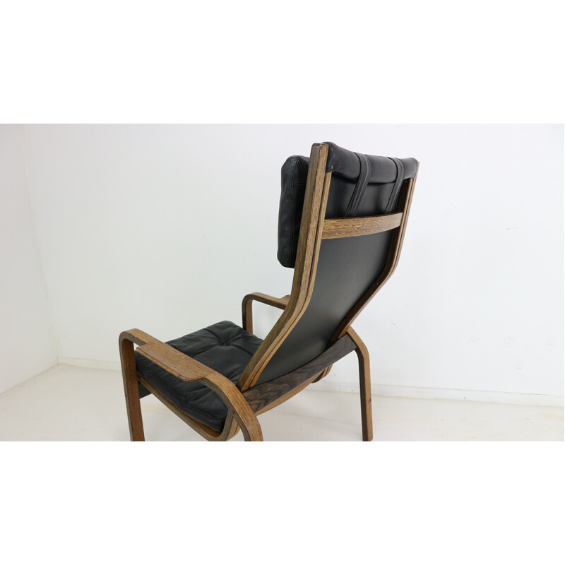 Paire de fauteuils en cuir noir de Yngve Ekstrom - 1960