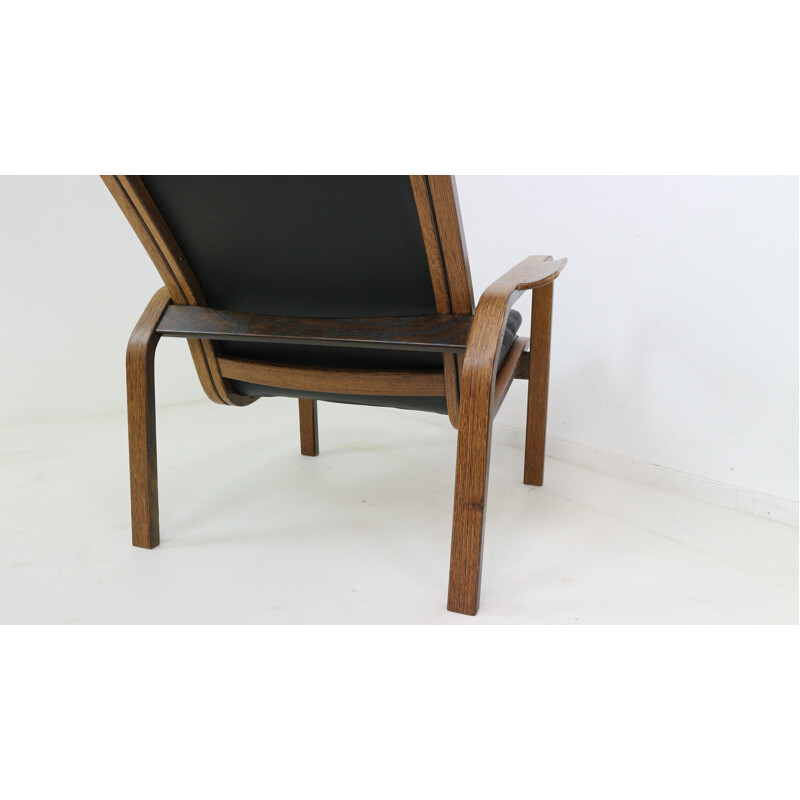 Paire de fauteuils en cuir noir de Yngve Ekstrom - 1960