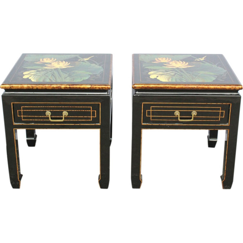 Pair of vintage bedside tables in wood - 1970s