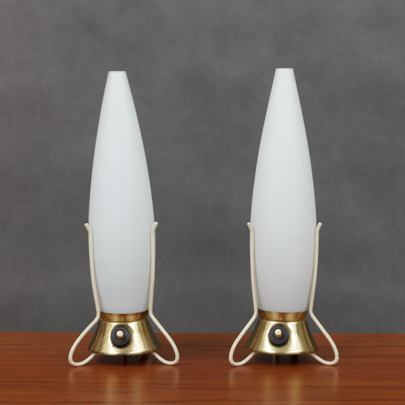 Vintage pair of rocket shaped lamps by ESC-Zukov - 1950s