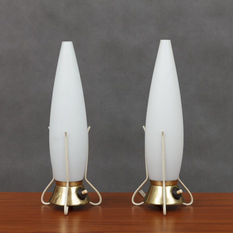 Vintage pair of rocket shaped lamps by ESC-Zukov - 1950s