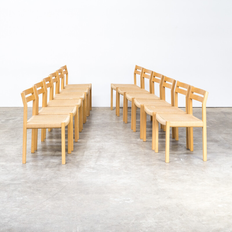 Set of 12 dining smoked oeak chairs by Niels O. Møller smoked oak dining chairs for J.L. Møller - 1970s