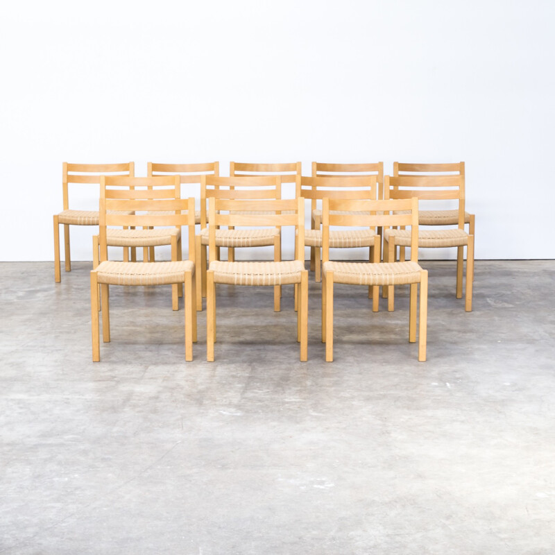 Set of 12 dining smoked oeak chairs by Niels O. Møller smoked oak dining chairs for J.L. Møller - 1970s