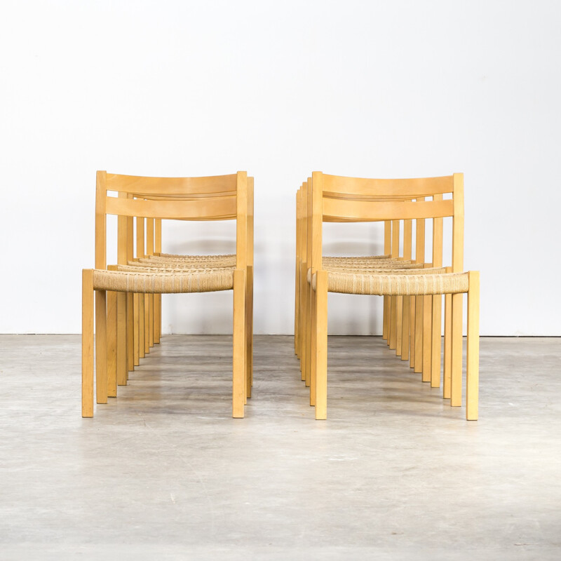 Set of 12 dining smoked oeak chairs by Niels O. Møller smoked oak dining chairs for J.L. Møller - 1970s