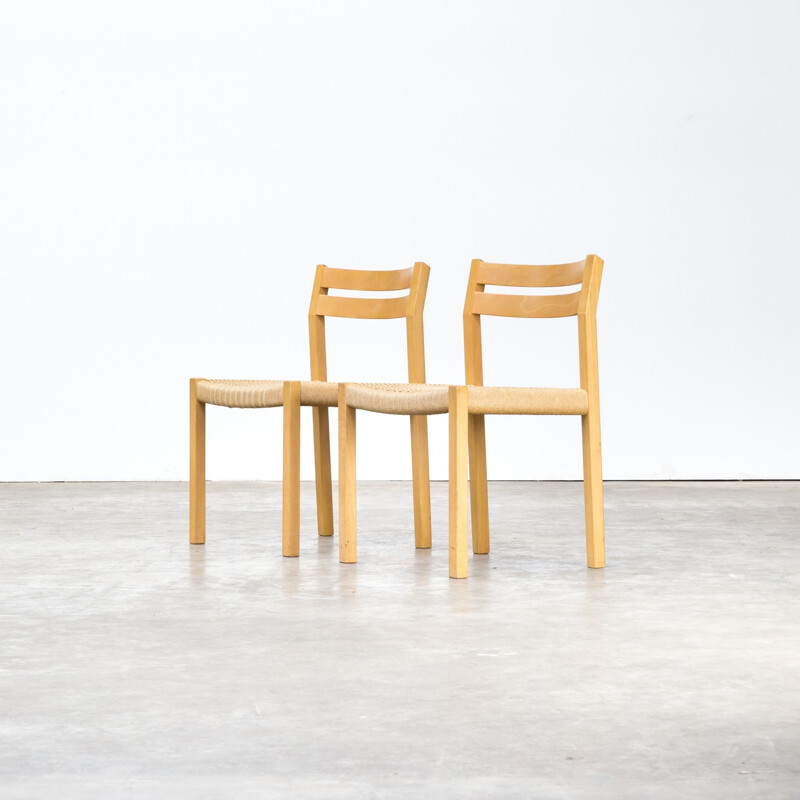 Set of 12 dining smoked oeak chairs by Niels O. Møller smoked oak dining chairs for J.L. Møller - 1970s