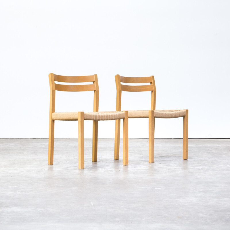 Set of 12 dining smoked oeak chairs by Niels O. Møller smoked oak dining chairs for J.L. Møller - 1970s