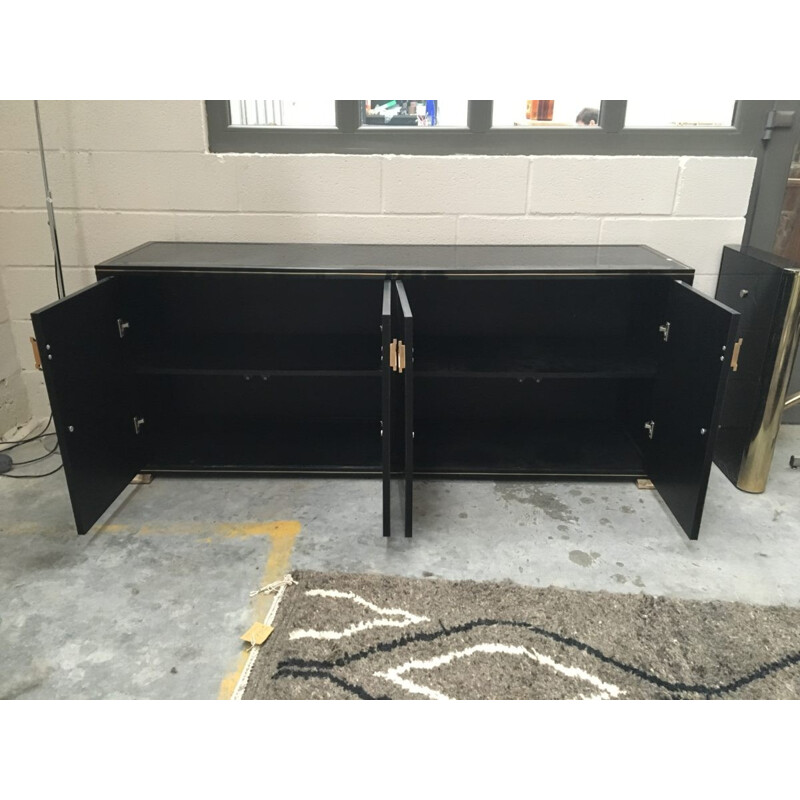 Vintage black lacquered sideboard by Pierre Vandel - 1980s