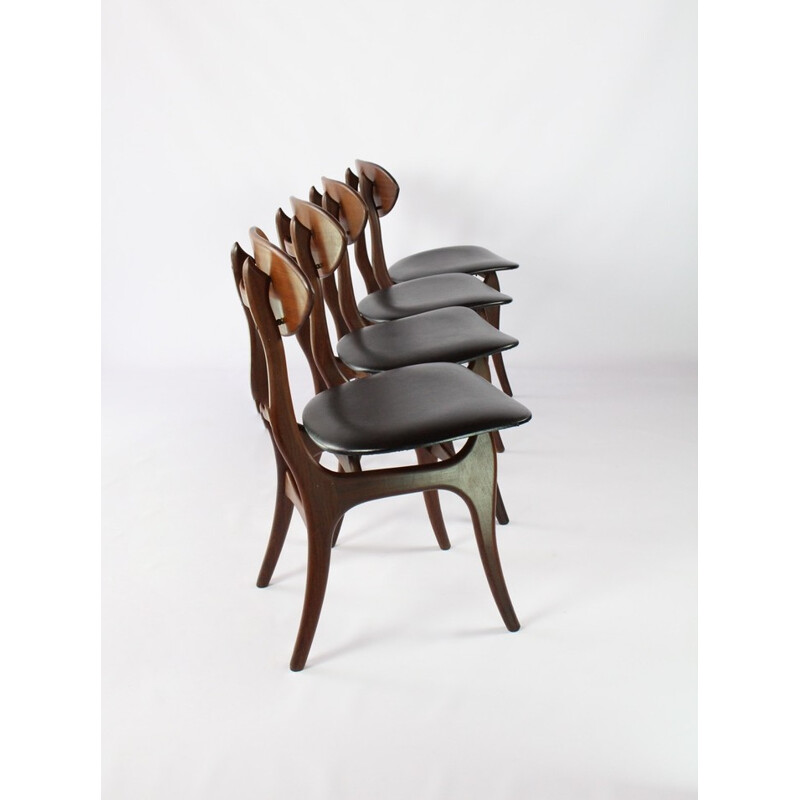 Suite de 4 chaises à repas par Louis van Teeffelen pour Wébé - 1960