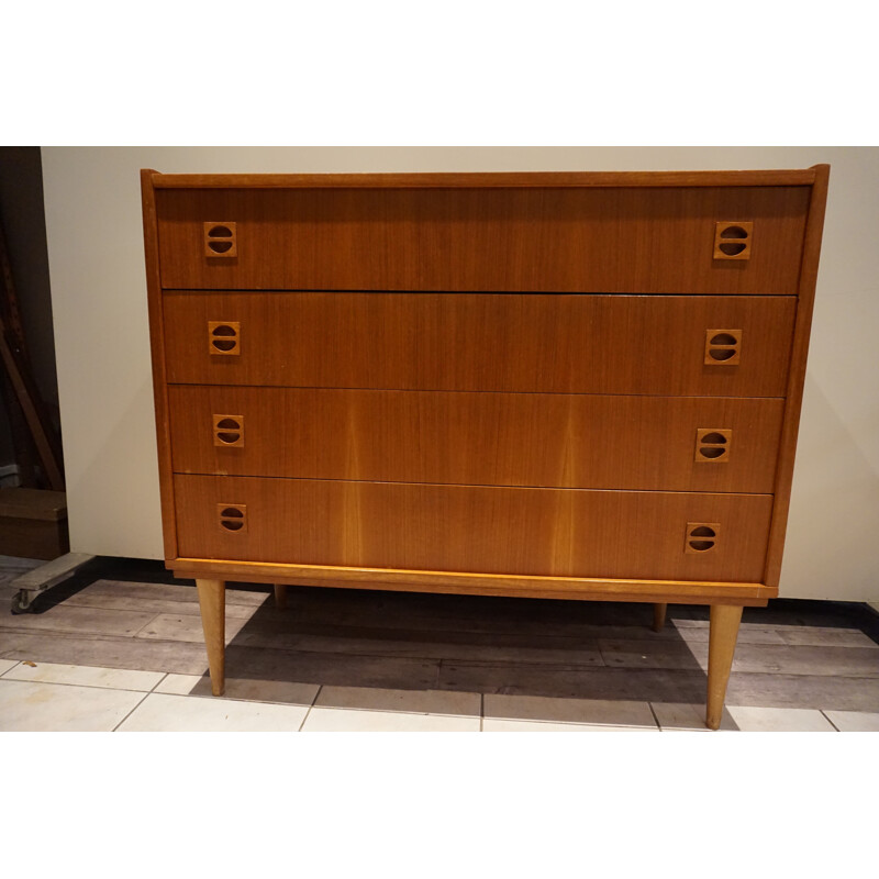 Mid-century Scandinavian chest of drawers made of blond teak - 1960s