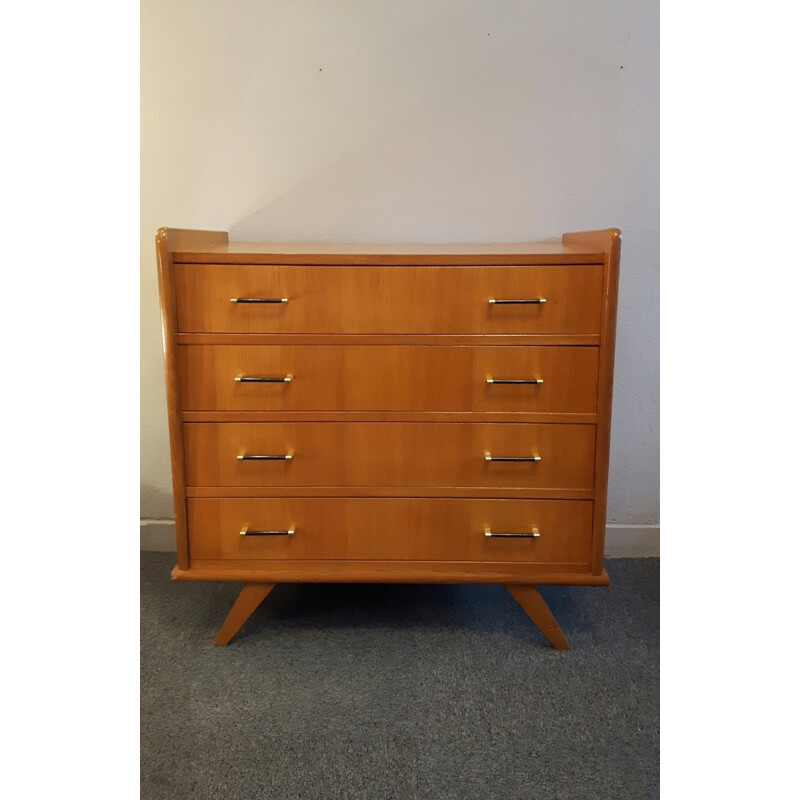Mid-century chest of drawers with brass handles - 1950s