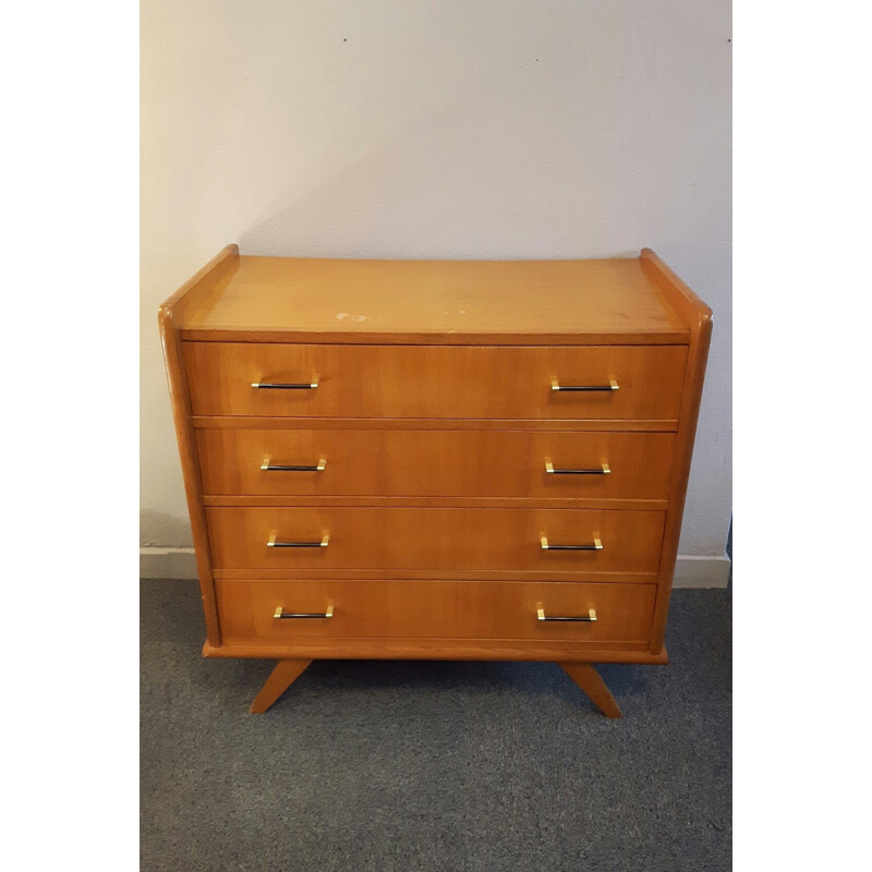 Mid-century chest of drawers with brass handles - 1950s