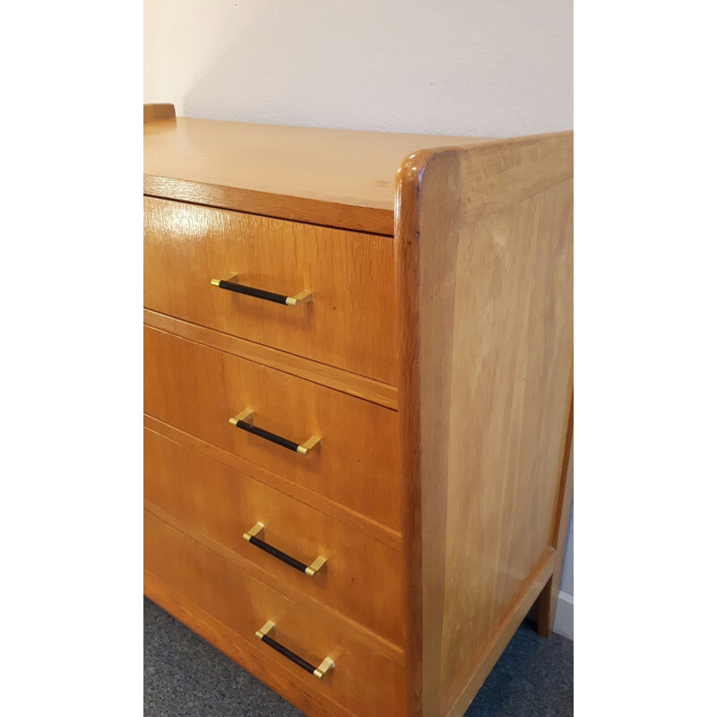 Mid-century chest of drawers with brass handles - 1950s