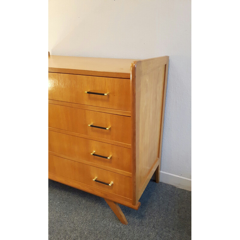 Mid-century chest of drawers with brass handles - 1950s