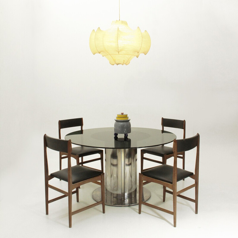 Round glass top dining table for Cidue - 1970s