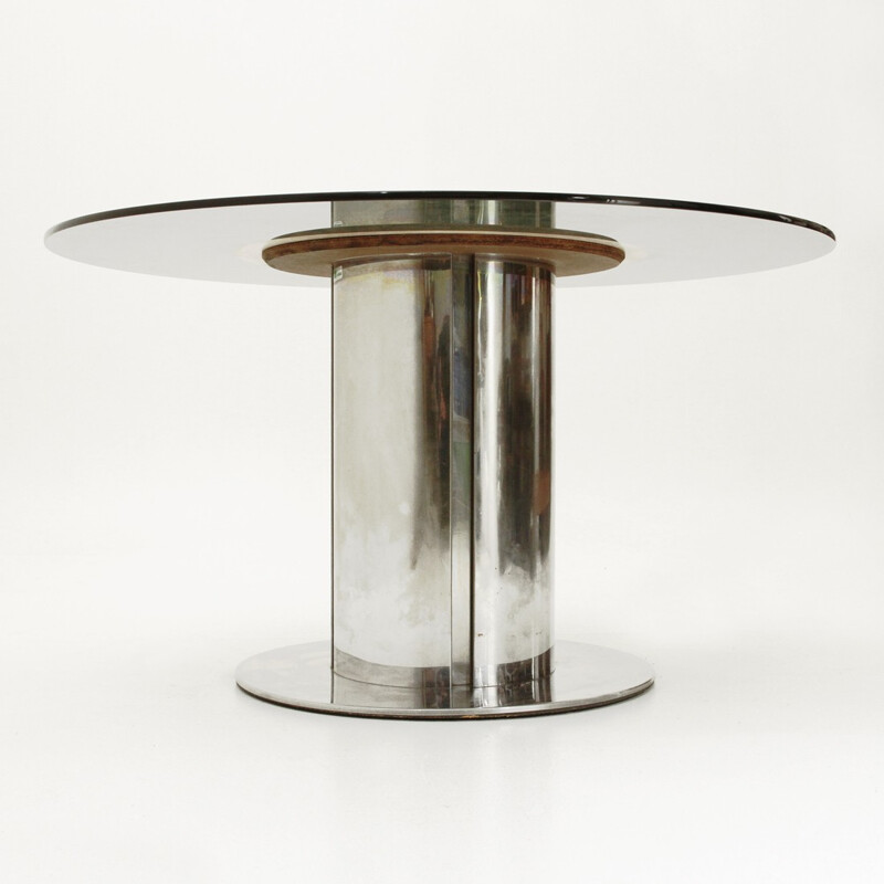 Table à repas ronde en verre de Cidue - 1970