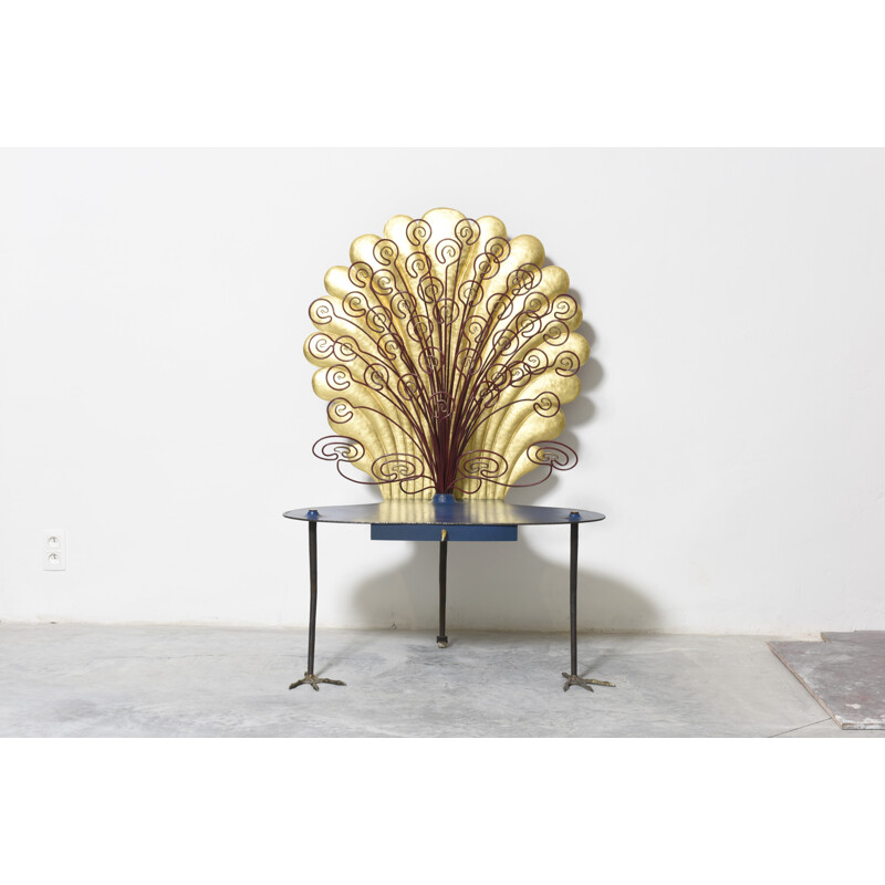 Brutalist peacock table in bronze by Idir Mecibah - 1980s
