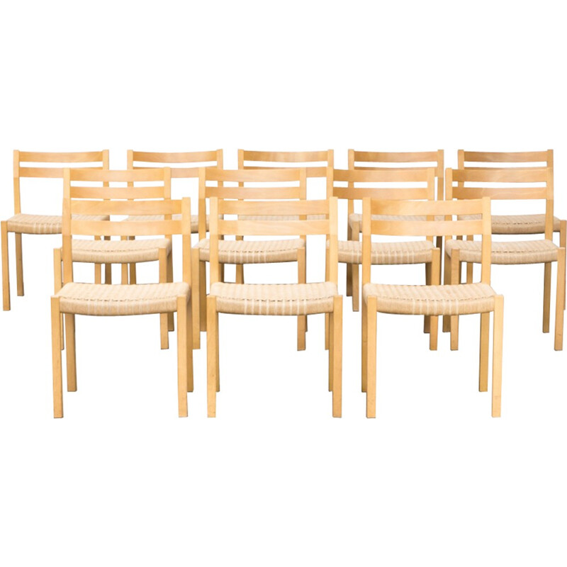 Set of 12 dining smoked oeak chairs by Niels O. Møller smoked oak dining chairs for J.L. Møller - 1970s