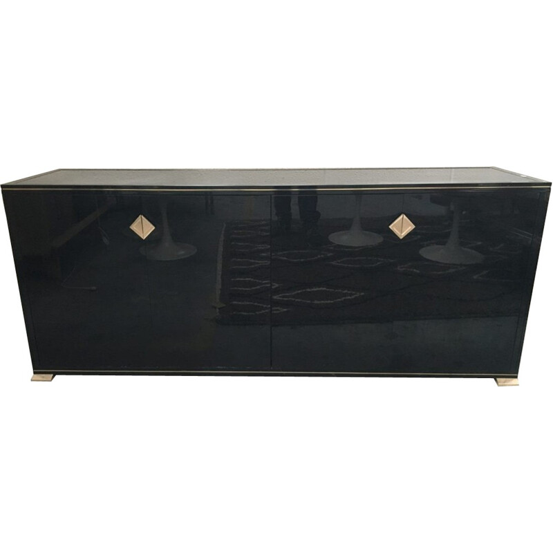 Vintage black lacquered sideboard by Pierre Vandel - 1980s