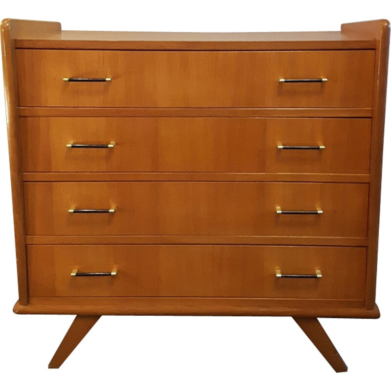 Mid-century chest of drawers with brass handles - 1950s