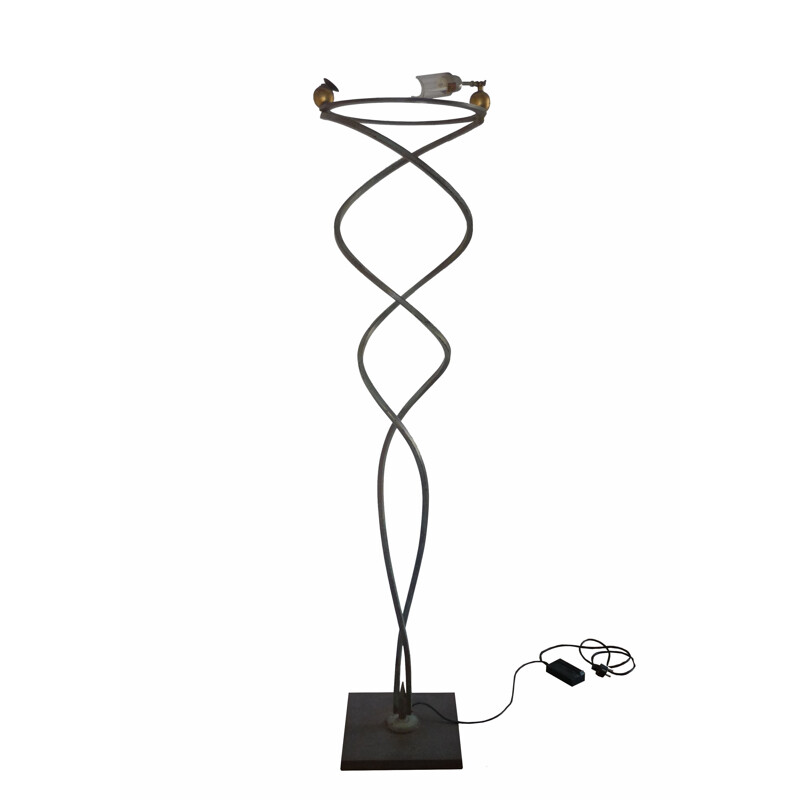 Twisted iron floor lamp by Claudio Saccon for Masca - 1990s