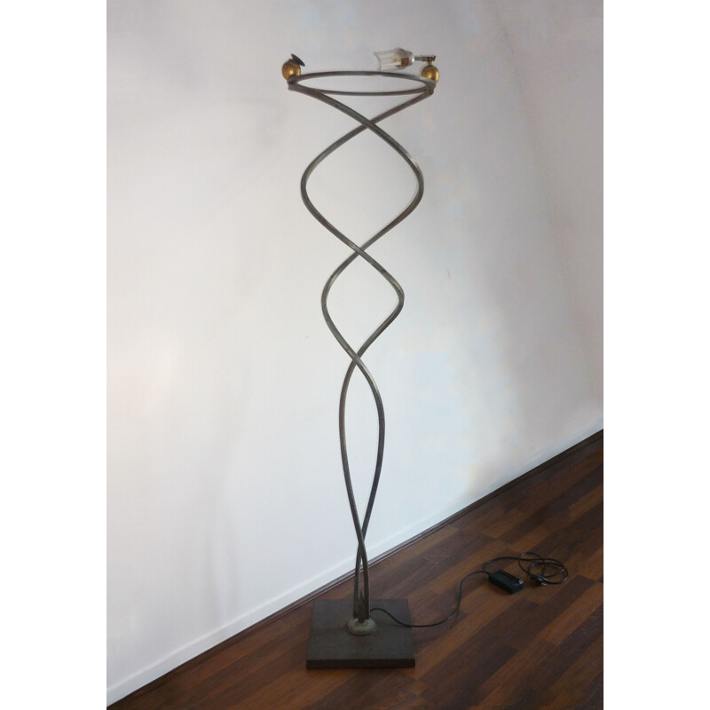 Twisted iron floor lamp by Claudio Saccon for Masca - 1990s