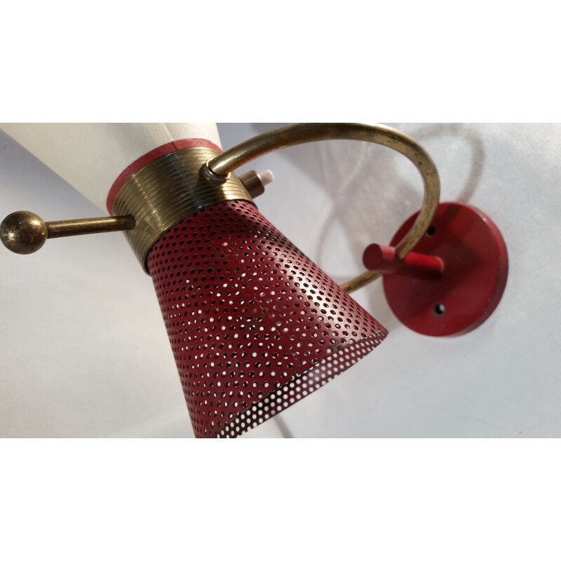 Set of red vintage wall lamps for ARLUS - 1964