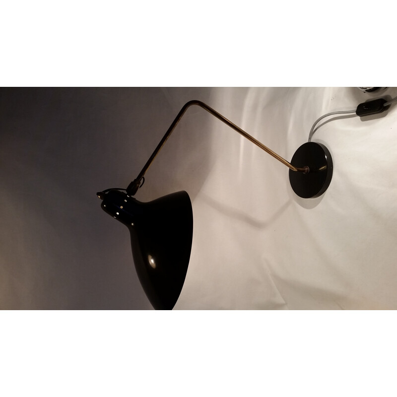 Lampe vintage de bureau noire par Jean Boris Lacroix - 1965