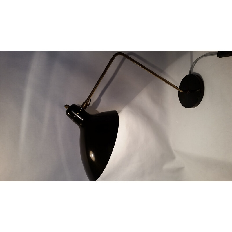 Lampe vintage de bureau noire par Jean Boris Lacroix - 1965