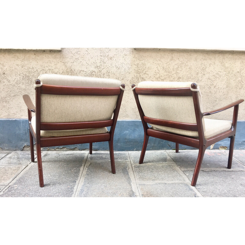 Vintage armchair in mahogany by Olé Wanscher for P. Jeppersen - 1960s