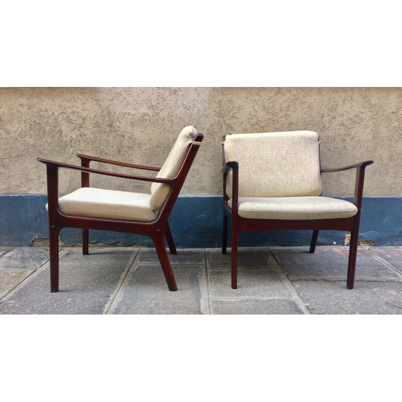 Vintage armchair in mahogany by Olé Wanscher for P. Jeppersen - 1960s