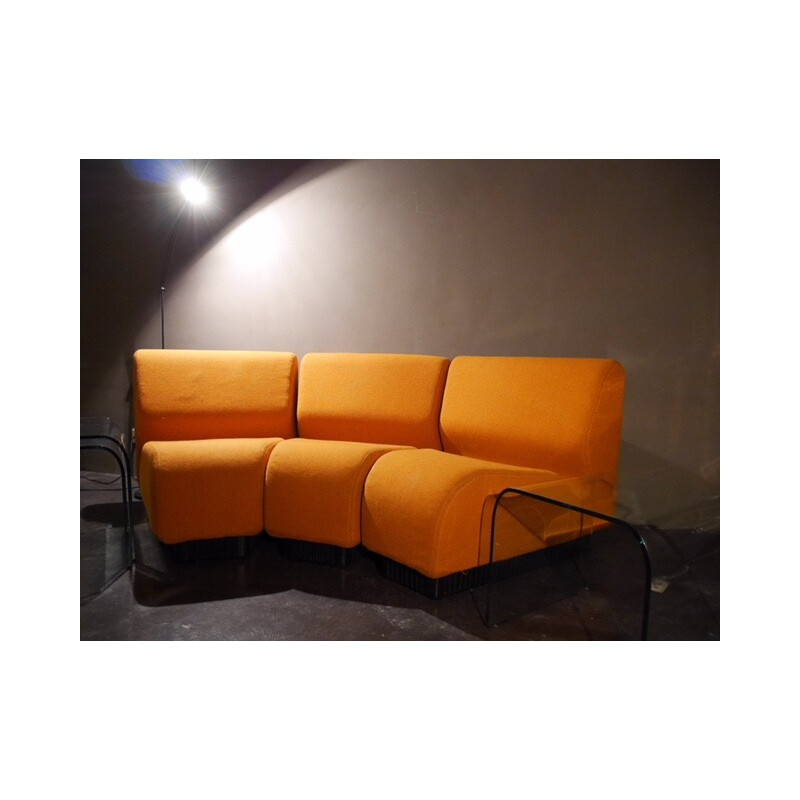 Canapé modulaire orange 3 places par Don Chadwick pour Hermann Miller - 1974